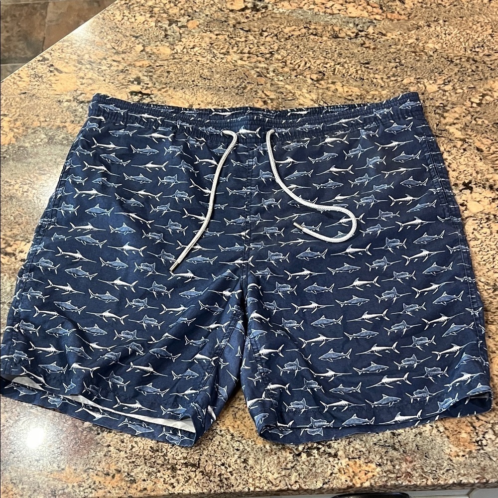 Men's Blue Shark Print Swim Shorts